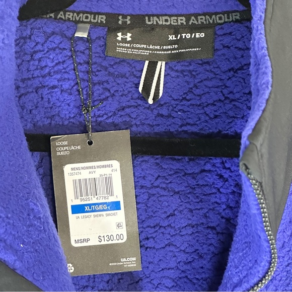 Under Armour UA Legacy Sherpa Swacket Blue Fleece Full Zip Jacket XL NWT - Picture 2 of 5